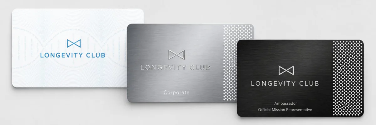 Longevity Club banking & membership cards